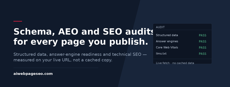 AIWebPageSEO — schema, AEO and llms.txt generator for search and AI answer engines
